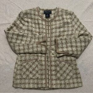 Robert Louis Beige Checkered Women's Blazer
